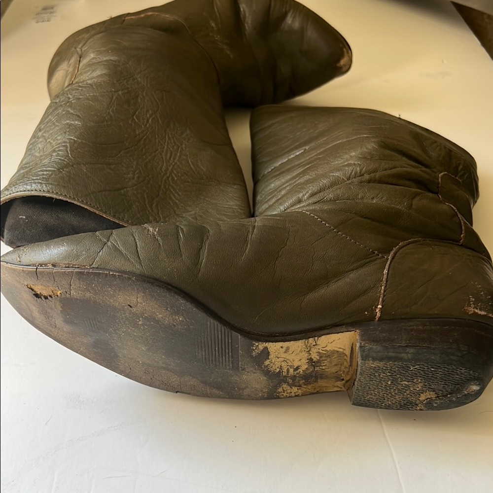 Vintage Olive Ankle Boots - Picture 2 of 4